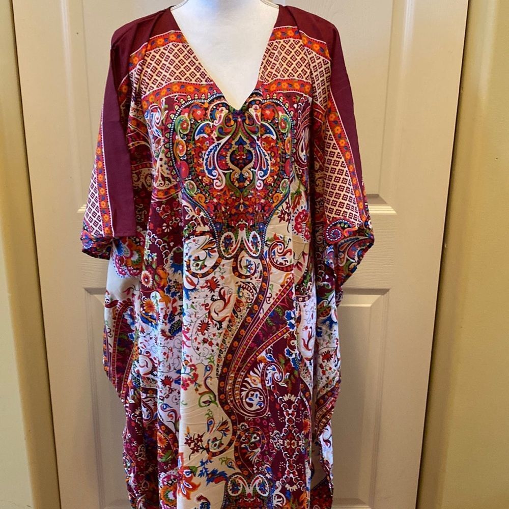Gypsie Blu Caftan Dress Beach Coverup Sundress Maxi MuMu One Size